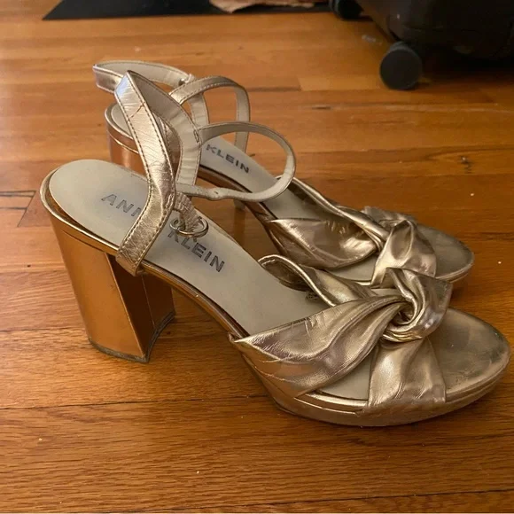 Anne Klein Metallic Gold Valma Sandal - Picture 1 of 2